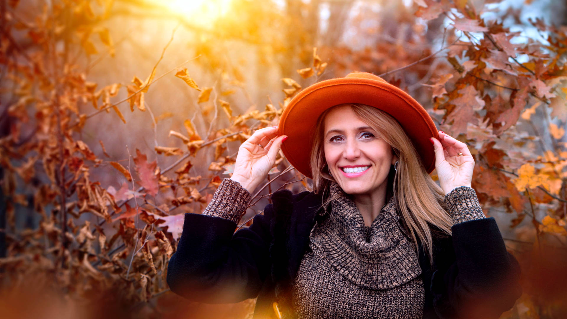 Herfst - vrouw met oranje hoed